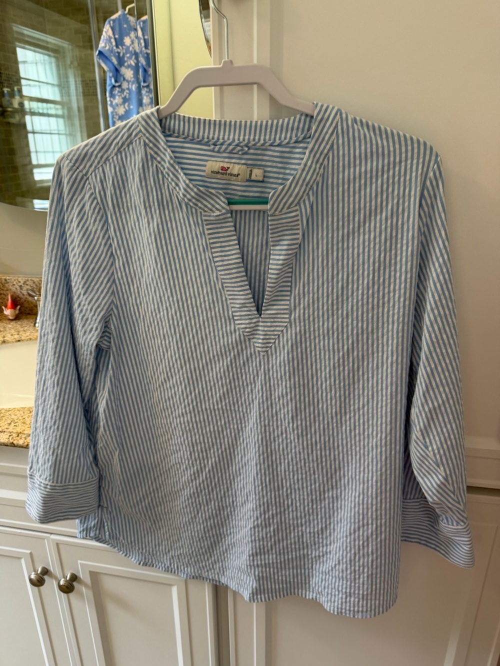 Vineyard Vines Light Blue & White Striped Cotton Tunic